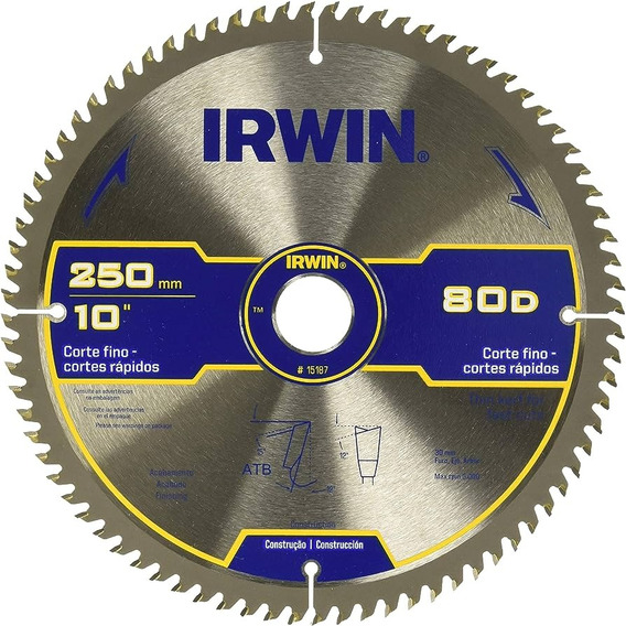 Disco Sierra Circular Para Madera 10 80d Irwin 15187