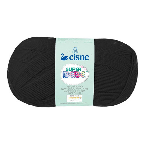 Lana Cisne Super Bebe X 5 Ovillos - 500gr Por Color Color Negro 1000n