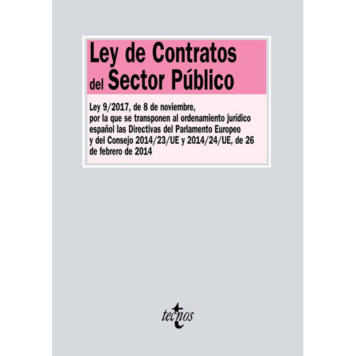 Ley De Contratos Del Sector Pãâºblico, De Editorial Tecnos. Editorial Tecnos, Tapa Blanda En Español
