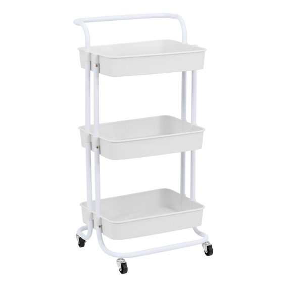 Carrito Organizador 3 Niveles Con Ruedas Multiusos Cocina Color Blanco