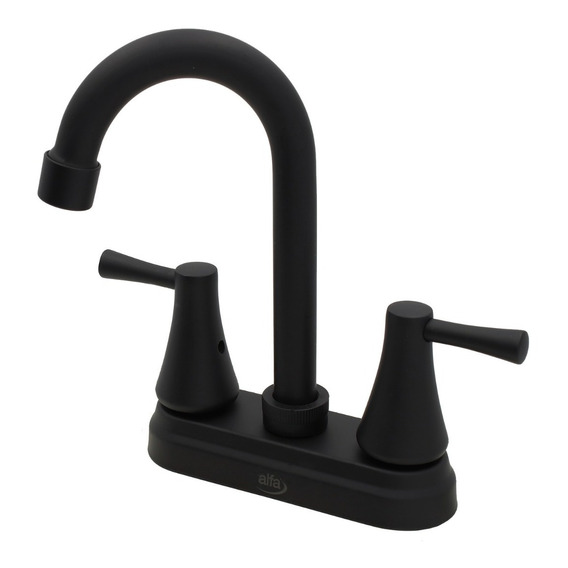 Llave Mezcladora Lavabo Acero Inox Negro Mate Cisne De Lujo