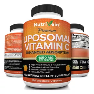 Nutrivein Liposomal Vitamina C 1600mg - 180 Cápsulas - Ácido