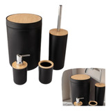 Acessórios Banheiro Lavabo Conjunto 4 Peças Bambu