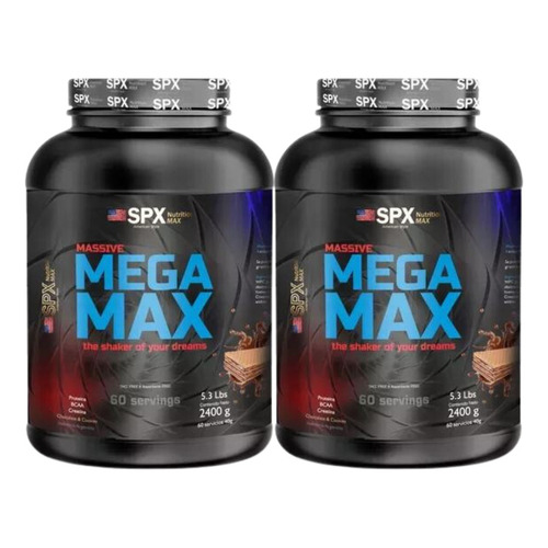 Spx Mega Max Super Concentrado Proteico Sabor Chocolate & Cookies Con Bcaa Y Creatina 2400gr Pack X2