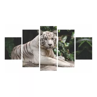 Quadros Decorativos  Tigre Branco Na Floresta 115x60cm Cor N/a Cor Da Armação N/a