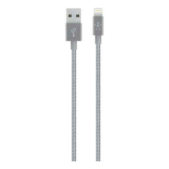 Cable Trenzado Lightning Para iPhone Metalico 1.2 M - Belkin Color Plateado