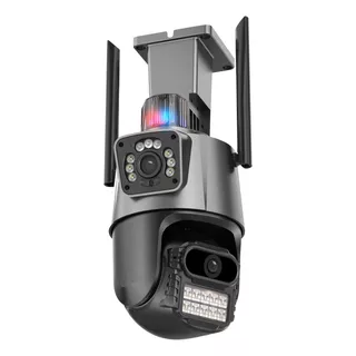 Câmera Wifi Lente E Tela Dupla Visão Noturna Luz De Polícia 