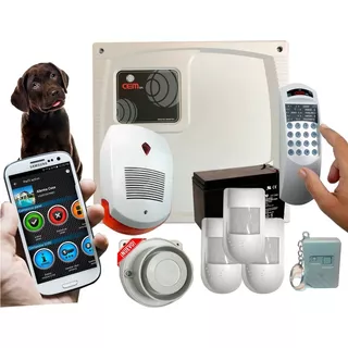 Kit Alarma Celular+3 Sensores Pet+ Sirenas+ Control+ Bateria