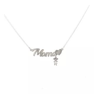 Collar Dije Mamá Niño Niña Corazón Plata .925 Mujer Agálea