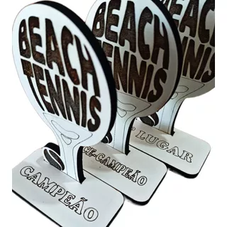 3 Troféus Beach Tennis Para Campeão Vice E 3º L - 1 De Cada 