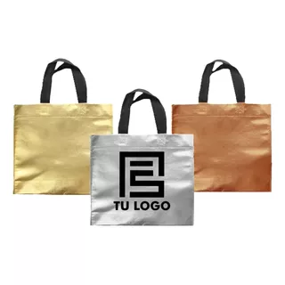 100 Bolsas Metalizadas Personalizadas Con Logo 30x30x10cm