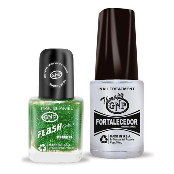 Fortalecedor De Ajo Y Esmalte Gnp 9ml Gliter Verde