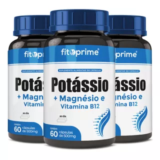 Kit 3 Potássio Magnésio Vitamina B12 Com 60 Cáps Fitoprime
