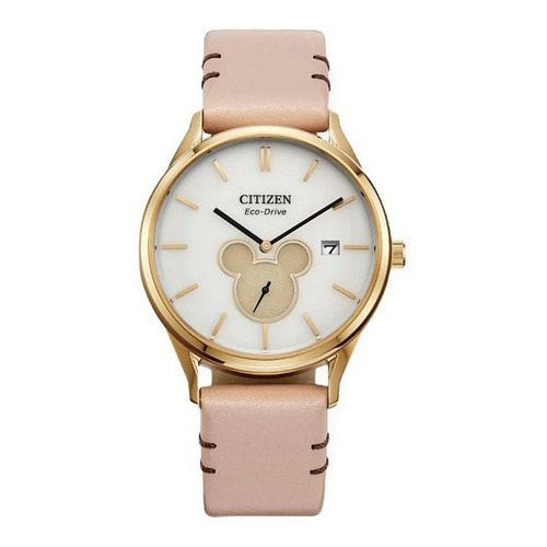 Reloj Citizen Mickey Shadow Rosa Czbv113208w E-watch Color de la correa Beige/rosa palo Color del bisel Dorado Color del fondo Blanco