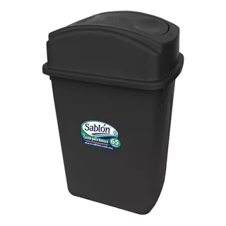 Bote De Basura 65l Tapa Balancin Lateral Negro