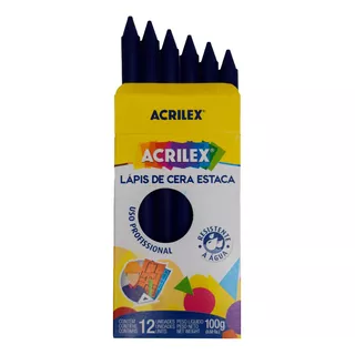 Lápis De Cera Estaca Acrilex Para Madeira Cimento Mármore Cor Azul Ref.(0279)