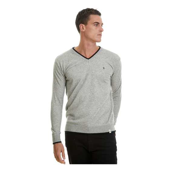 Sweater V Vivo Combinado Aspen Gris Hombre Airborn