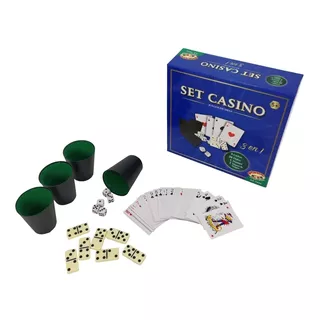 Set Casino 3 En 1 (juego 4 Cachos - Domino -2 Juegos De Naip