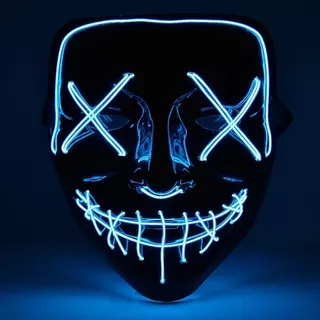 Mascara Terror Halloween Led Neon Festa Balada Assustadora Cor Azul