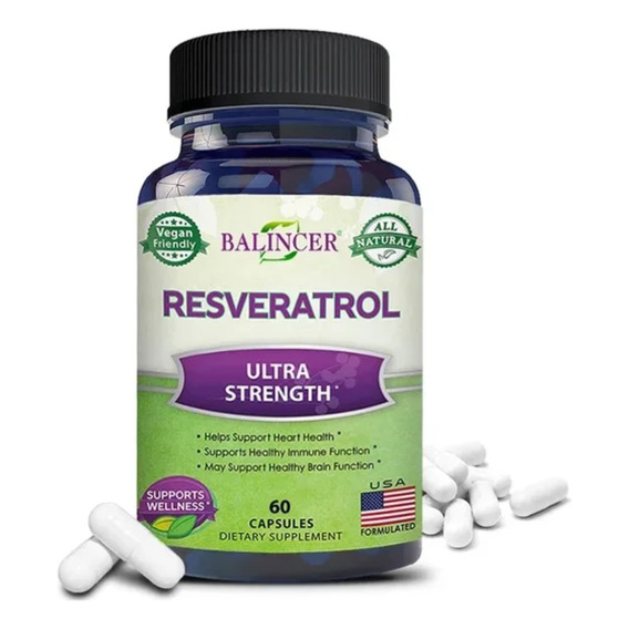 Resveratrol 1000mg Cardio Poder Antioxidante 60 Cápsulas