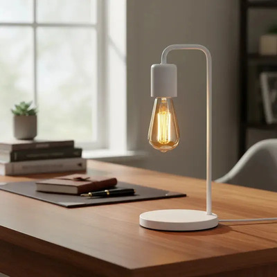 Velador Lampara Vintage Blanco Apto Led E-27 Moderno Spl Blanco