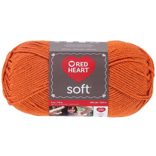 Estambre Acrílico Suave Liso Soft Yarn Red Heart Coats Color Tangerine 4422