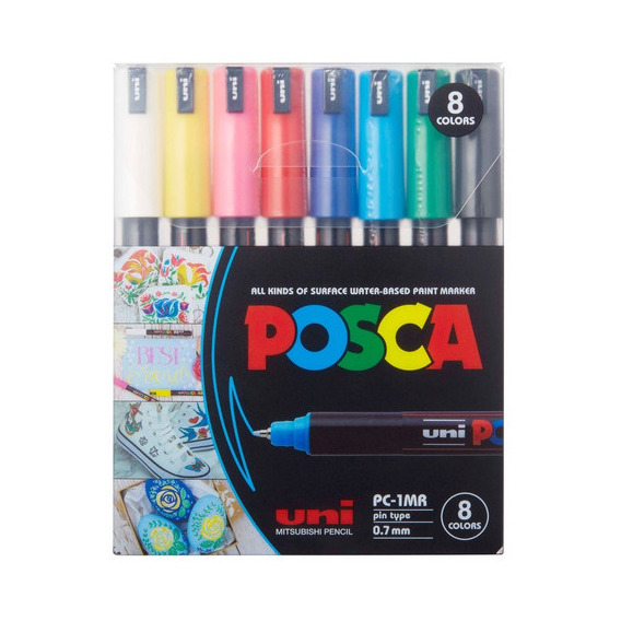 Marcadores Uni Posca Pc-1mr Pack Set X 8 Colores Brillantes 