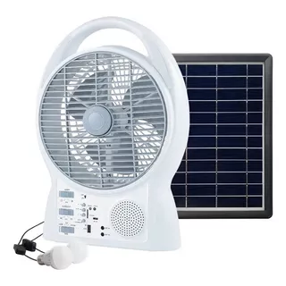 Ventilador Recargable Solar 6 En 1 Bluetooth + Panel Solar