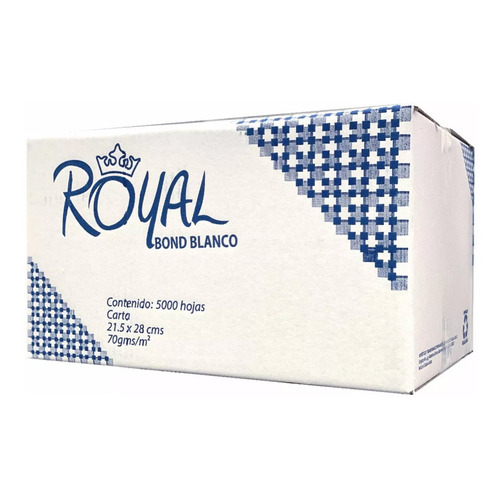 Caja De Papel Bond Carta Royal 70gr 96% Blancura 5.000 Hojas Color Blanco