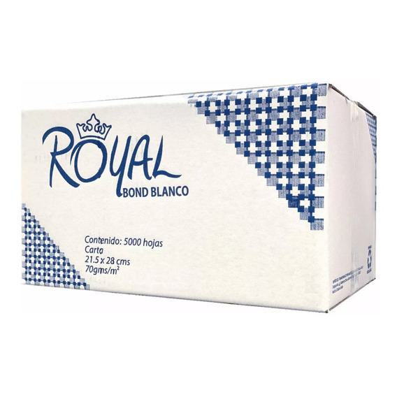 Caja De Papel Bond Carta Royal 70gr 96% Blancura 5.000 Hojas Color Blanco