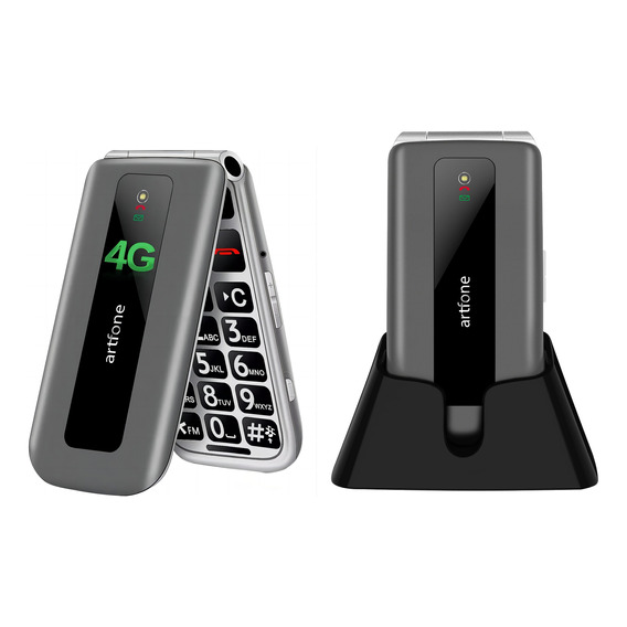 Teléfono Para Ancianos Flip 4g 3g, Teléfono Celular Senior, Con Teclado Grande, Con Sos, Con Cámara, Con Linteara, Pantalla De 2,4 Pulgadas, Gris