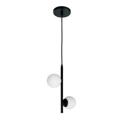 Colgante 4 Luces Elyn Diseño Negro Globo Opal Apto Led Deco Negro