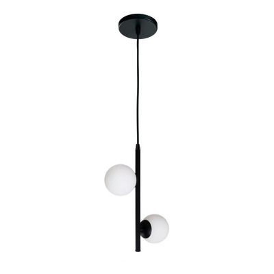 Colgante 4 Luces Elyn Diseño Negro Globo Opal Apto Led Deco