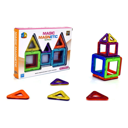 Juego Bloques Imantados Magic Magnetic Magneticos 18 Pzs 3d