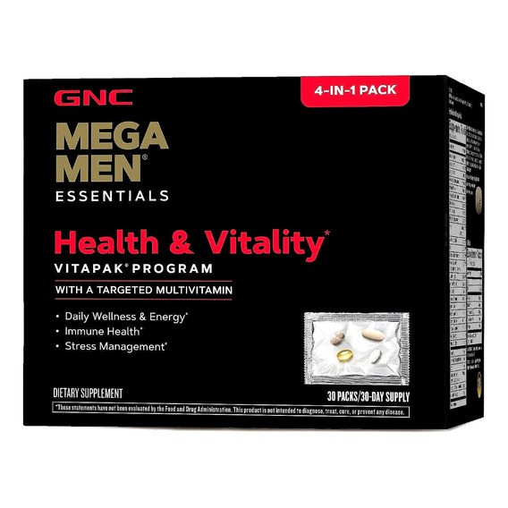 Gnc Mega Men Health & Vitality Vitapak Multivitamínico 4en1 