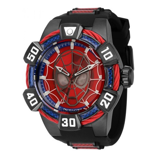 Reloj Hombre Invicta Marvel 41024 - Negro Rojo. 100 Original Color del bisel Rojo Color del fondo Rojo/Azul