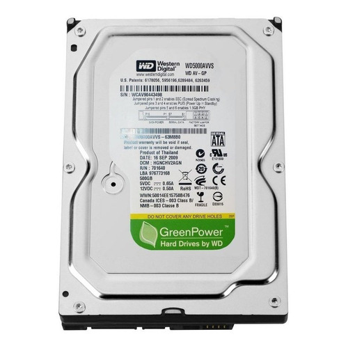 Disco duro interno Western Digital WD Green Power WD5000AVVS 500GB verde