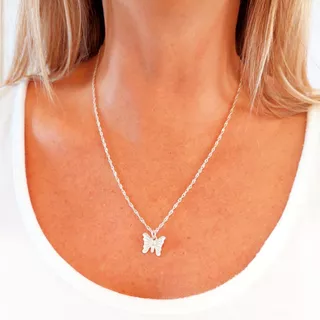 Super Promo!! Cadena Con Dije Mariposa Plata 925 