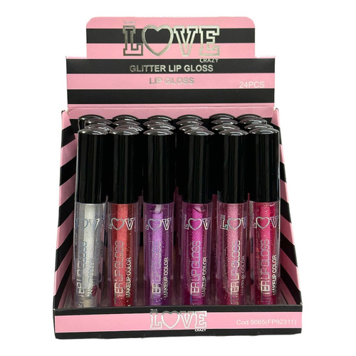 Tejar Make Up Love Crazy brillo labial gloss glitter 24 unidades