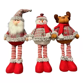 3 Monos Patas Larga Pascuero Reno Mono Nieve Muñecos Navidad Color Rojo Premium