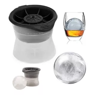 Forma De Gelo Silicone Esfera Bola Grande Redonda Bar Whisky Cor Preto