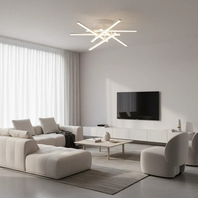 Plafon Moderno Fenix 6 Luces Led Cct Diseño Blanco 50w Blanco