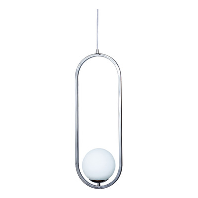 Colgante 1 Luz Marsella Oval Large Cromo Globo Opal Apto E27