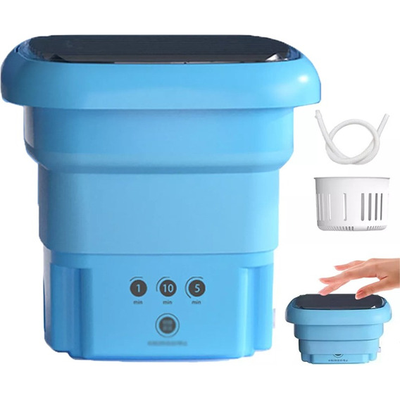 Mini Lavadora Portatil En Cubeta Plegable Con Deshidratación