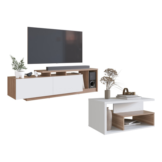 Mesa De Living Central Mesa Ratona + Rack 2 Puertas LG