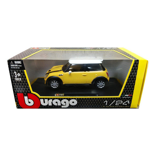Auto Burago Mini Cooper S Escala 1:24 Metal Color Amarillo