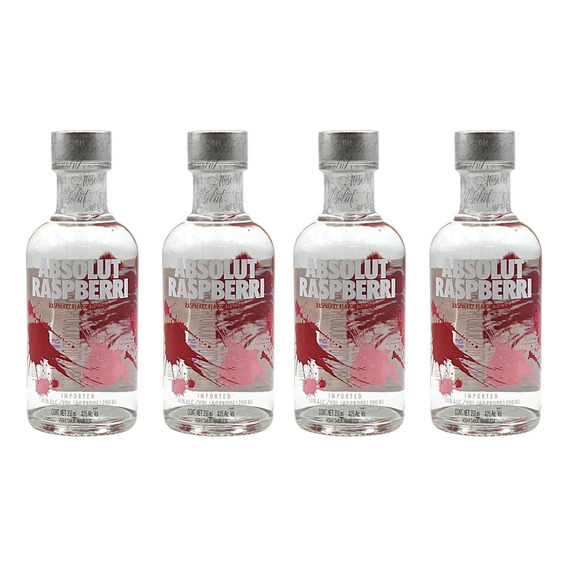 Pack De 4 Vodka Absolut Rasperri 200 Ml