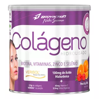 Colágeno Hidrolisado Verisol 200g Sabor Laranja Com Acerola Bodyaction