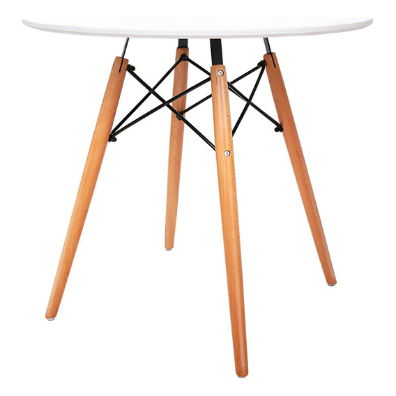 Mesa Eames Redonda 80cm Patas De Madera Premium