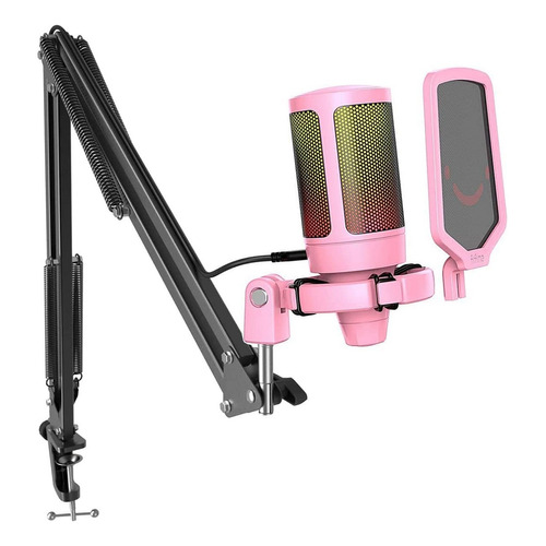 Micrófono Fifine Ampligame A6t Rgb (incluye Brazo) - Pink Color Rosa
